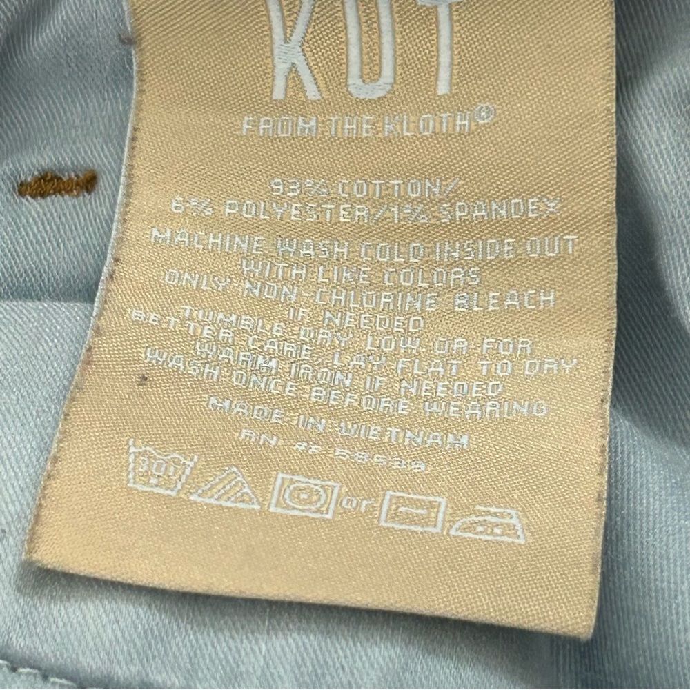 KUT From The Kloth Meg Fab Ab Wide Leg Jeans Womens 14 Cropped Frayed Stretch - Picture 13 of 15